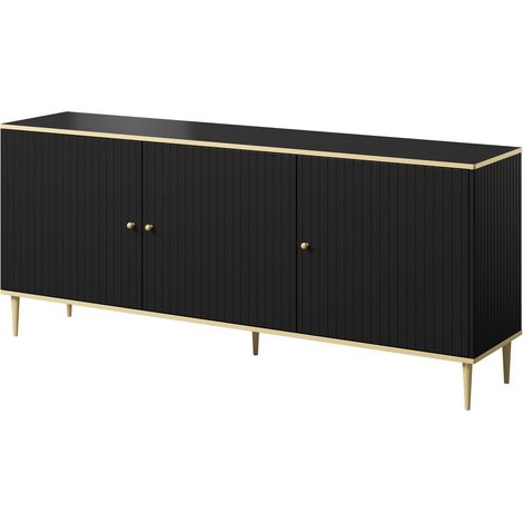 Cassettiera GLAMOUR 180 cm nero opaco + oro (1/4)
