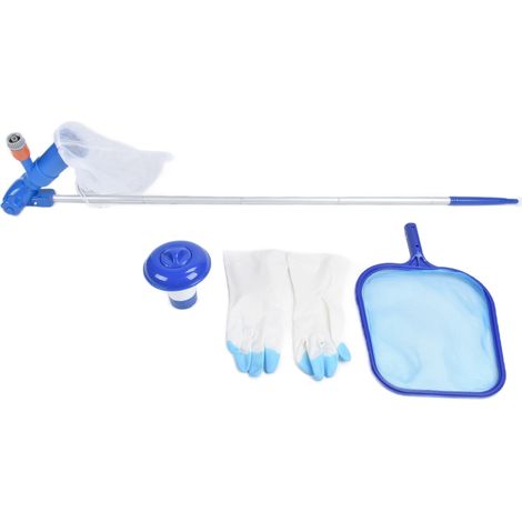 Kit de nettoyage de piscine facile à assembler comprenant une tête d'aspirateur et un filet de skimmer pour piscine