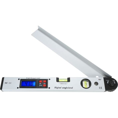 225-Grad-Winkellineal mit elektronischer Wasserwaage, 400 mm, rechtwinkliges Zimmermannslineal, Digitalanzeige, Winkelverhältnis, Lieferung ohne Batterie