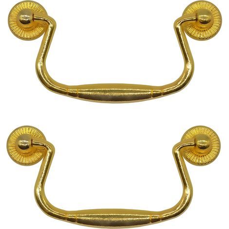 Set aus 2 klappbaren Schubladengriffen aus goldfarbenem Messing, 99 x 50 mm. Dieses Set aus 2 klappbaren Griffen eignet sich für Schubladen, Türen, Kommoden und Schränke und ist ideal für verschiedene (1/5)