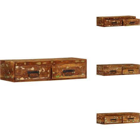 Meuble TV mural 80x30x19 cm bois massif de récupération - Meuble TV Mural - Meubles TV Muraux - Meuble Média - Meuble HiFi (1/5)