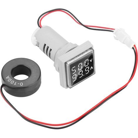 22mm LED Digital Display AC Voltage Current Meter Indicator 0-100A (White) (1/5)