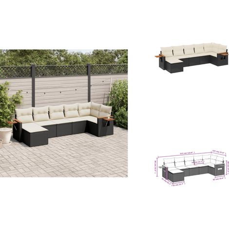 7-tlg. Garten-Sofagarnitur mit Kissen Schwarz Poly Rattan - Gartenmöbel - Sofasatz - Rattan Möbel - Outdoor Furniture - Gartengeräte (1/3)