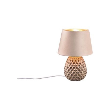Lampe de table céramique beige velours 35 cm E27 Ariana