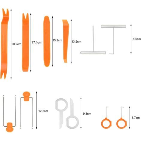 Outils de démontage des panneaux intérieurs, kit de 12 outils en plastique pour le démontage des panneaux de porte de voiture, outils de démontage et de fixation des autoradios/consoles audio, outils (1/4)