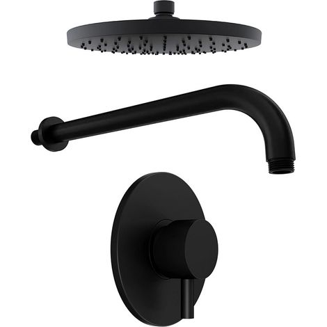 Set doccia nero opaco Miscelatore incasso monocomando Katharine con braccio e soffione 20 cm (1/4)
