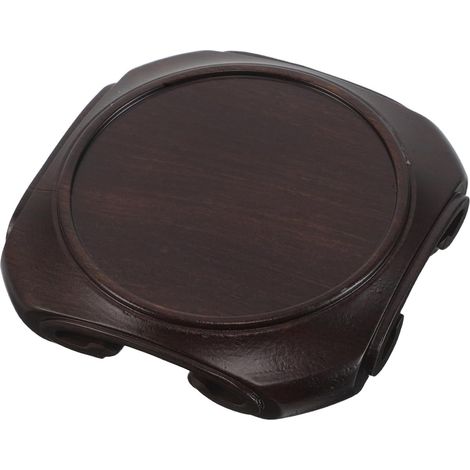 Support pour Jardinière en Bois Massif Rond, Socle Traditionnel Oriental Sculpté la Main, pour Bonsaïs et Décorations D'intérieur Minimalistes (1/5)