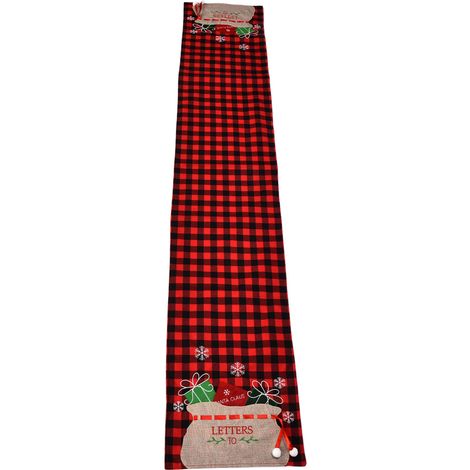 Nappe de Noël Rouge et Noir à Carreaux, Style Flanelle pour une Décoration Festive (1/5)