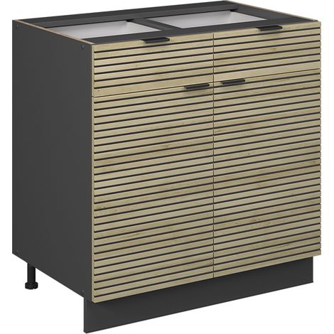 Mobiletto base per cucina Fame-Line, Pannello in quercia, 80 cm senza piano di lavoro, Vicco