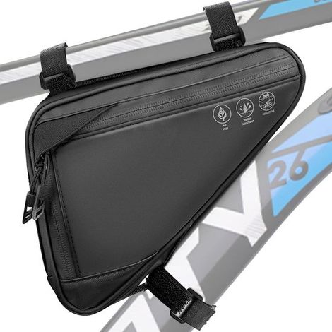 Borsa da telaio per bicicletta, borsa da telaio triangolare, borsa portaoggetti, borsa da bicicletta riflettente per mountain bike, bici da strada, accessori per bicicletta di grandi dimensioni (1/5)