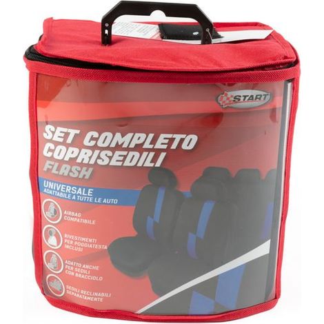 Set completo coprisedili Flash auto universale airbag nero blu