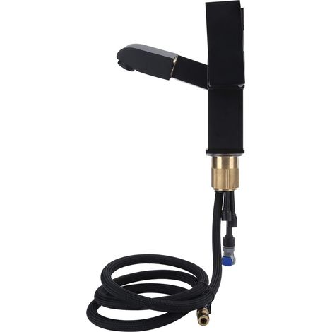 Robinet de salle de bain de cuisine, ensemble de robinet à tirette G / 2 robinet d'eau avec affichage de la température LED pour cuisine salle de bain noir.