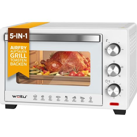 WOLTU Forno Elettrico 28 Litri Fornetto Elettrico Girarrosto 1600W timer 60min Bianco