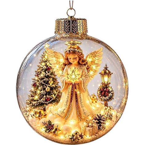 Glowing Christmas Ornament 8 Cm Lighted Sphere For Tree Plastic Lightweight (1/3)