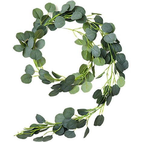 Plante suspendue murale artificielle à feuilles d'eucalyptus Gazechimp-Round Olive Green