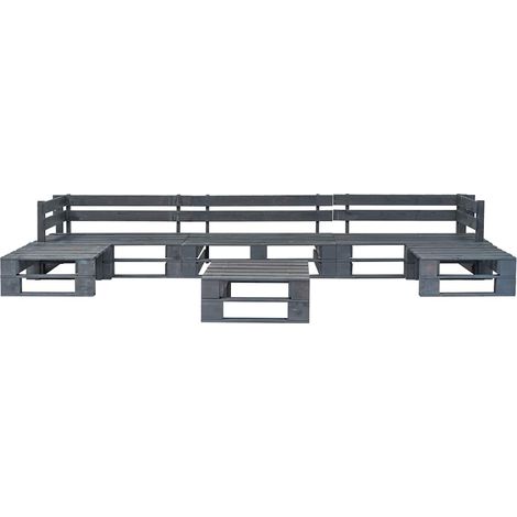 Maison Exclusive - Set Mobili da Giardino 6 pz Pallet Legno Grigio (1/3)