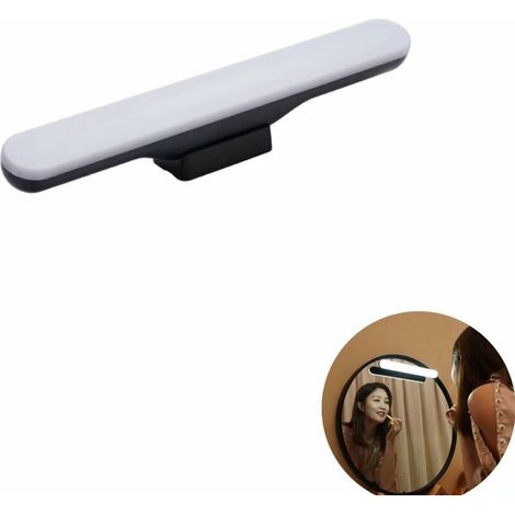 Bathroom Wall Lamp Wireless Mirror Headlight Free Punching LED Makeup Fill Desk Lamp Rechargeable Desk Lamp Bathroom Mirror Headlight, Three-speed Dimming, White Light