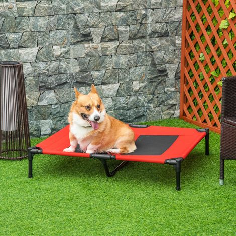Rouge 91,5x76,2x18 cm - Lit surélevé pour chiens Chats Lit portable pour animaux avec zone en maille respirante et tissu Oxford pour (1/4)