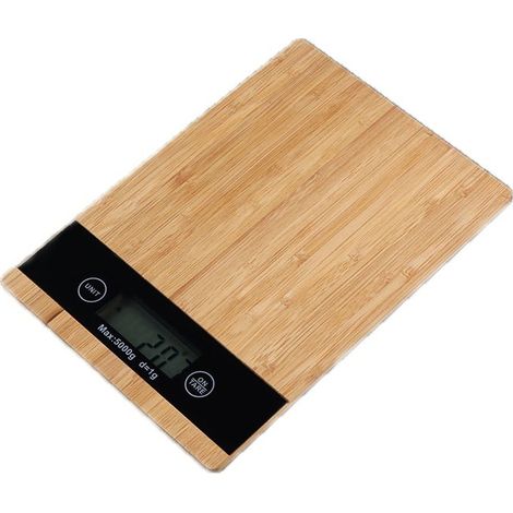 Filiyano-Balance électronique domestique, panneau en bambou, balance de cuisine 5 kg/1 g (carrée) (1/5)