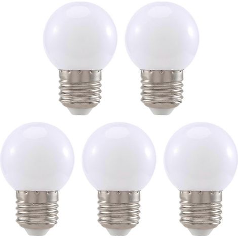 Cinq ampoules décoratives E27 0,5 W AC220 V blanches à incandescence (1/5)