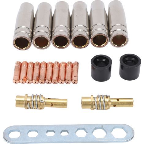 Kit d'accessoires pour pistolet de soudage en laiton, embout de contact de 0.8mm, ensemble de diffuseur de buse de gaz pour MB15 15AK MIG MAG, 21 pièces (1/5)