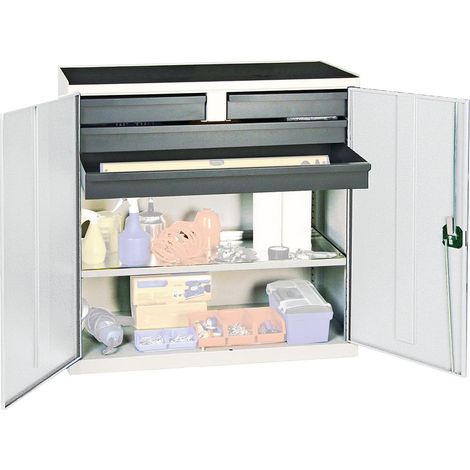 Stumpf Werkzeug- und Materialschrank Serie 3000 lichtgrau + 2 Schubladen 100 mm + 2 Schubladen 100 mm durchgehend + 1 Auszugsboden - 3007407 (1/5)