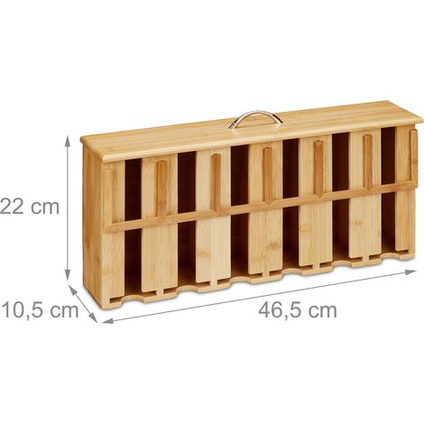 Boîte à thé décorative avec 6 compartiments pratique rangement optimal 30 x 20 x 15 cm en bambou naturel (1/3)