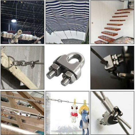 Serre-Câbles - M6 - Acier Inoxydable 304 - Pour Fixation Câbles Parasols Tentes Auvents Cordes À Linge - Lot De 16 Pièces (1/5)