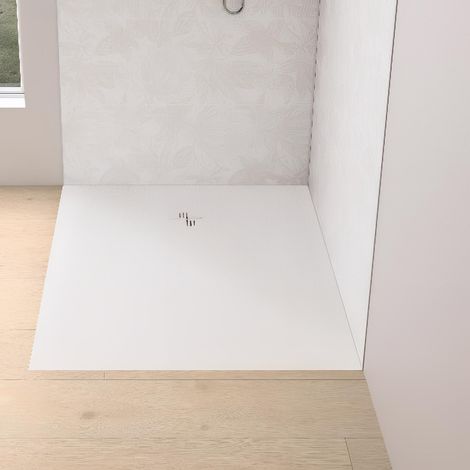 Receveur de douche KINEDO Kinemoon Evo 120x90 blanc texture pierre lunaire inclu. grille assortie et bonde extra-plate