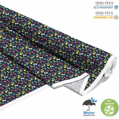 Outdoor dekostoffe oxford - Motiv bunte Pfoten und Knochen 2 I DX399 (1/5)