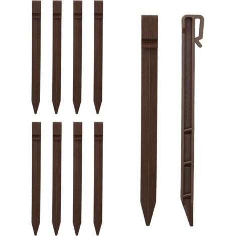 Landscape Anchor Stake - 10 pieces, Robust Plastic Landscape Anchor Stake 24.6 cm - For Border/Terrace/Tent, Brown (1/5)