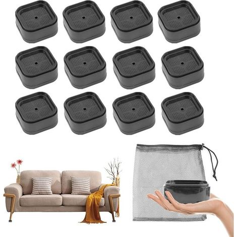 12 Pièces Rehausseurs De Meubles, Pied Rehausseurs Meubles Réglables, Bed Lifter, Renforcer La Charge, pour Les Tables Et Les Chaises, Les Lits, Les Armoires, Divers Meubles (12 Pièces) (1/5)