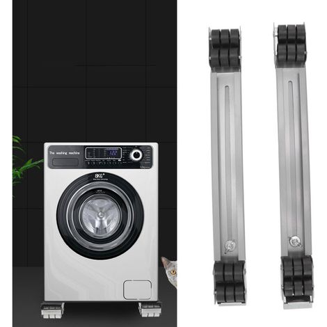 Tapis extensible pour machine à laver et sèche-linge, support 300kg, 24 roues silencieuses, réglable 45-70cm, matériel fer/nylon/silicone, 2 tapis antidérapants inclus (1/5)