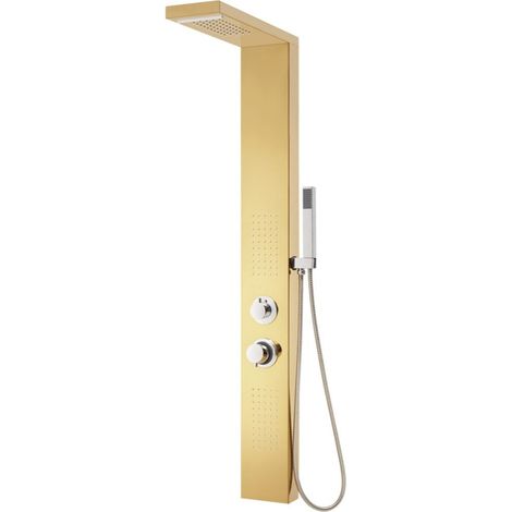 Sistema de panel de ducha para baño acero inoxidable 130 cm dorado 020003110
