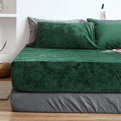 1 Drap housse, Polaire, Bonnet 30 cm, Microfibre, Toucher cachemire, Matelas épais