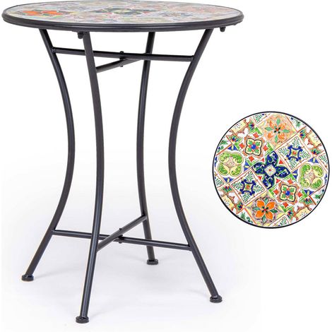 Tavolino tondo e sedie pieghevoli in acciaio trattato per giardino e bar -Arancio / Tavolino Ø 60 cm (1/10)