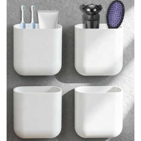 Boite Rangement Cuisine, avec Trous de Drainage, 4 Pcs  Boite de Rangement Murale avec 4 Crochets Adhésifs, Design autocollant pour la Salle (1/5)