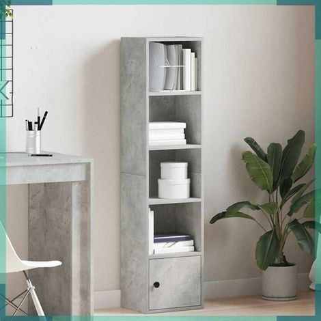 860349 Bibliothèque gris béton 31x24x127 cm bois d'ingénierie (1/5)