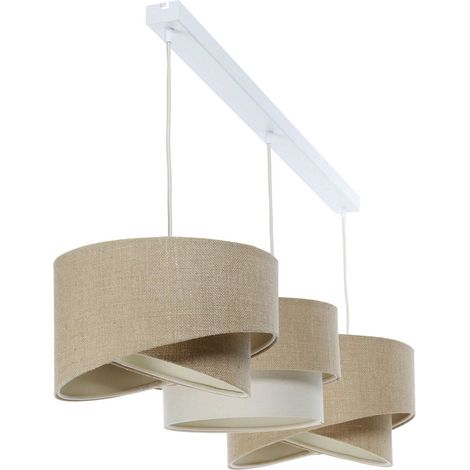 Suspension boho en jute et lin esprit naturel pour salon moderne - Beige naturel jute et lin (1/5)
