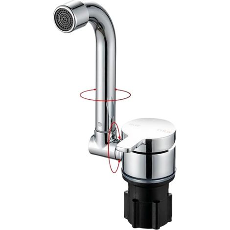 Robinet Pliable pour Camping-Car Rotation 360 ° de Cuisine évier Robinets d'eau à Une poignée avec Tuyau d'arrivée Froide et Chaude pivotant (1/5)