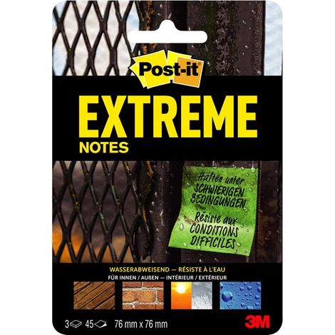 Post-it Notes Extreme 76 x 76 mm, 3 blocs (Vert/Orange/Jaune)