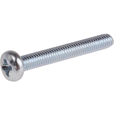 Vis à métaux RS PRO M4 à tête Cylindrique Pozidriv en Acier, 30mm ( Prix pour Sachet de 100 )