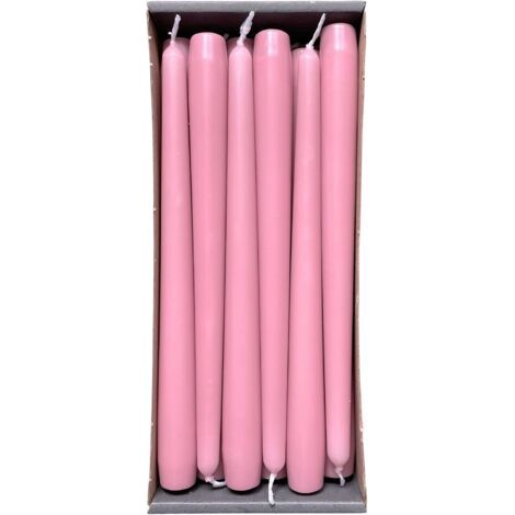 Bougies Coniques - Lot de 12 - Cire Paraffine - Anti-Gouttes - Décoration Table - Rose Antique 25cm (1/5)
