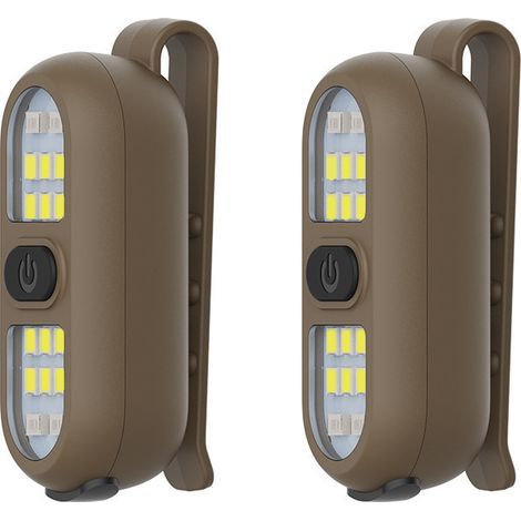 Lámpara de linterna con clip, marrón, 5,82 x 22,3 cm, juego de 2, lámpara para corredores/ciclistas, lámpara de seguridad recargable para caminar de noche, portátil. (1/5)