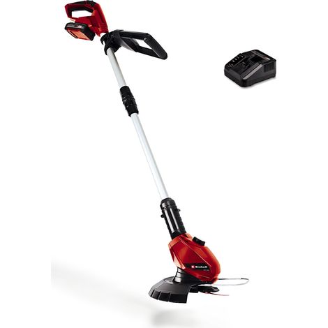 Einhell Akku-Rasentrimmer GE-CT 18 Li Kit Power X-Change (Li-Ion, 18V, Motorkopf drehbar, Flowerguard, inkl 20 Kunststoffmesser, inkl. 2,0Ah Akku und Ladegerät)