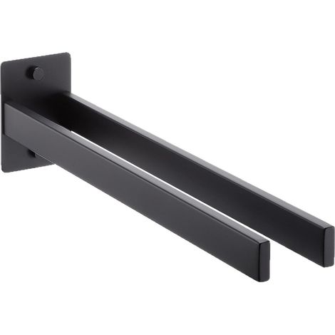 Porte-serviettes double en acier inoxydable, étagère de rangement pour salle de bain, noir (1/4)