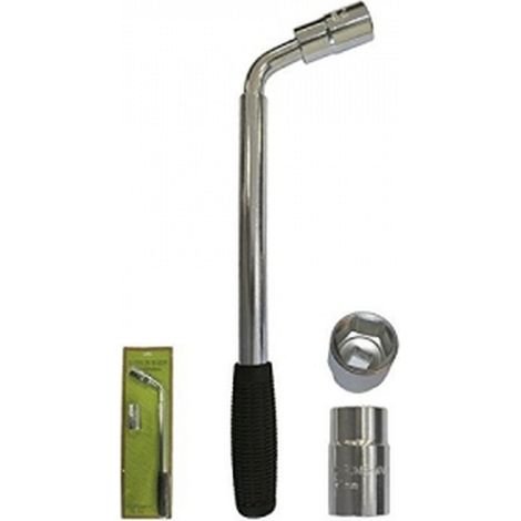 Llave telescopica extensible para ruedas de coche con vasos reversibles de 17MM-19MM y 21MM-23MM