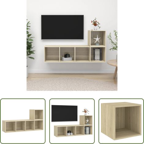 vidaXL Wandhalterung - 2-tlg. TV-Schrank-Set Sonoma-Eiche Holzwerkstoff (1/5)