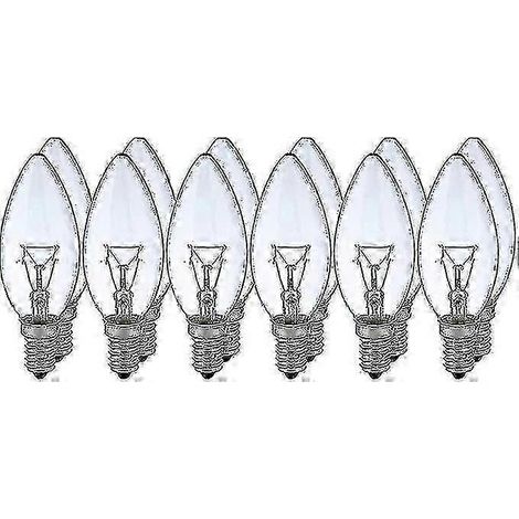 12 ampoules à incandescence classiques E14 de 40 W blanc transparent pour lustre