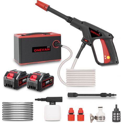 Idropulitrice elettrica 120 Bar 2,8 L/min 2in1 per lavaggio auto, potente strumento da giardino per pulizia con 2 batterie